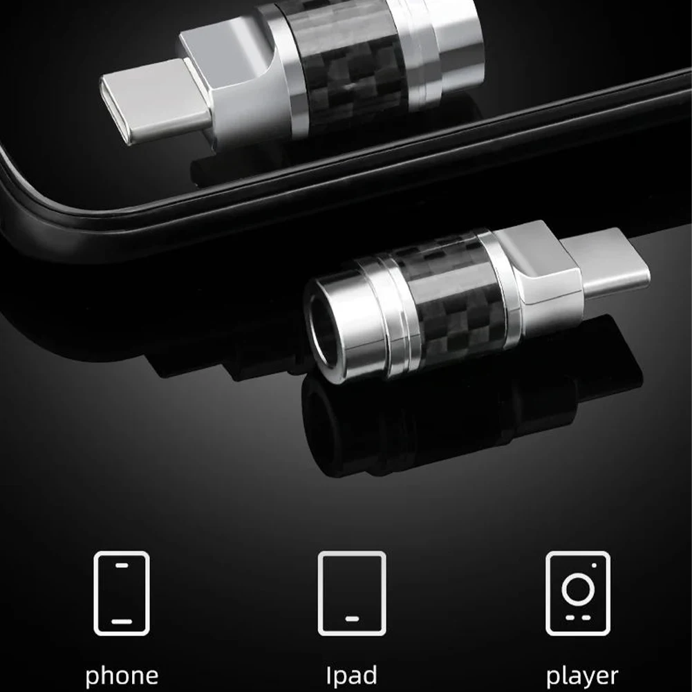 탄소 섬유 C 타입 USB C 8 핀 커넥터, 수 플러그, 순수 구리 이어폰 어댑터, 쉘 이어폰 플러그 커버, DIY 오디오 케이블용