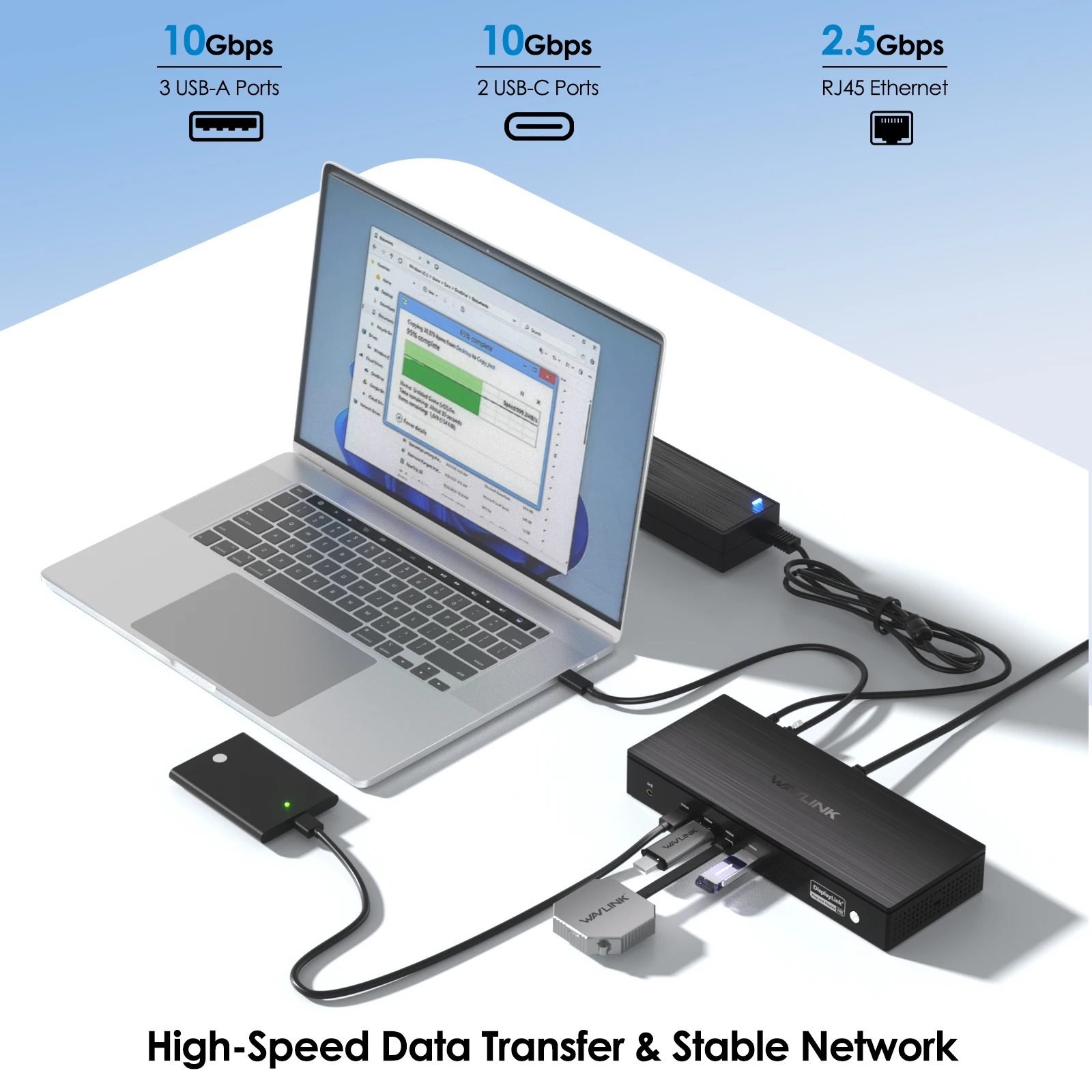WAVLINK Global First DisplayLink-7400 Universal Docking Station