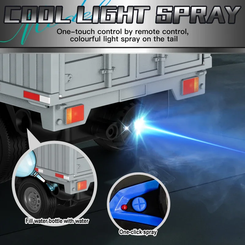 KF21 RC Car Cross-Border 1/16 2.4G with Spray Lights Drift Climbing Truck LED Light Cargo Remote Control Electric Vehilce Toys G