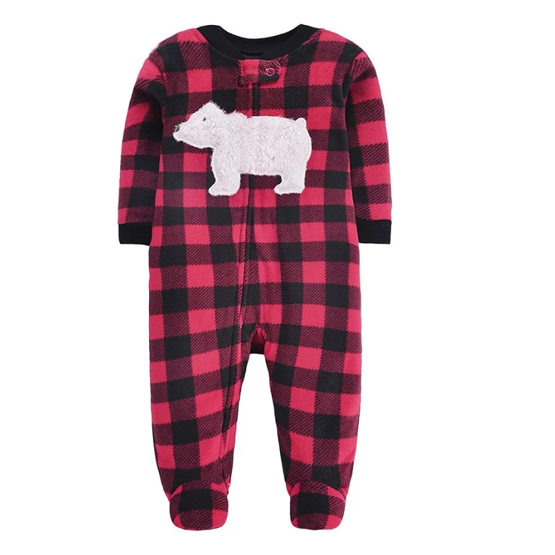 thumbnail image 1 of Footed Warm Baby Rompers 2023 Spring Fall Micro Polar Fleece Hot Baby Pajamas jumpsuits Infant baby boy girl sleepwear 0/3-12M, 1 of 5