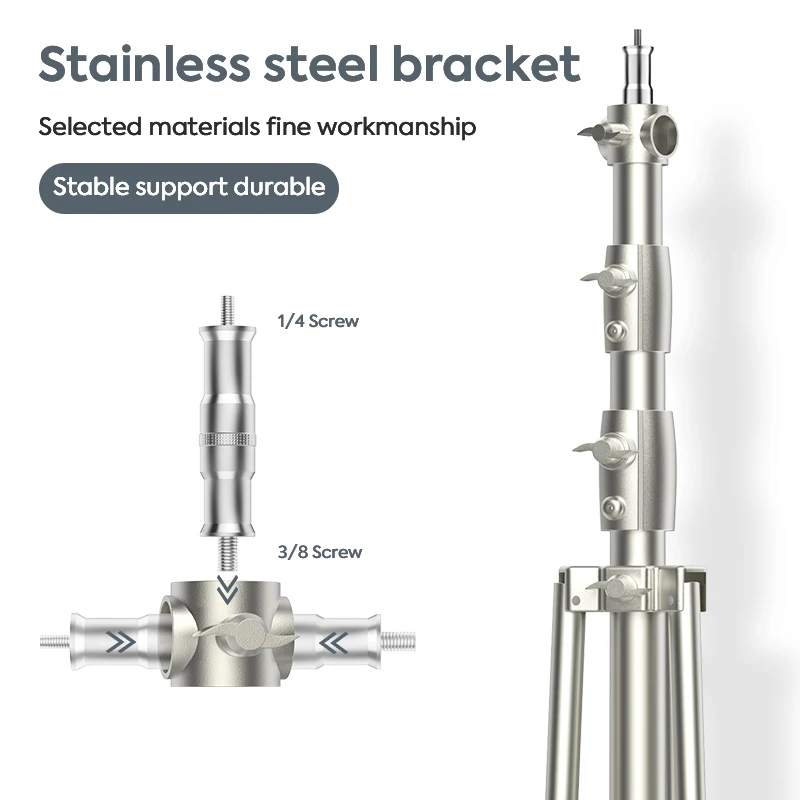 1Pack 9.5ft/2.9m Stainless Steel Photo Tripod Stand Video Light Stand Spring Cushioned Heavy Duty Tripod for Photography Studio