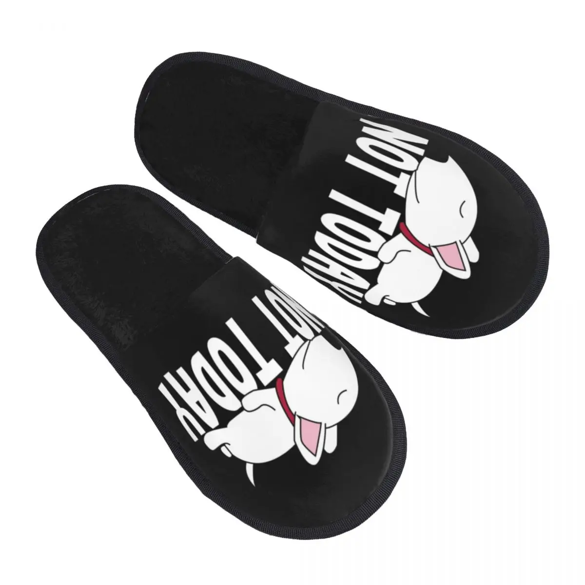 

Lazy Not Today Bull Terrier Funny Dog Guest Slippers for Bedroom Women Custom Print Puppy Pet House Slipper