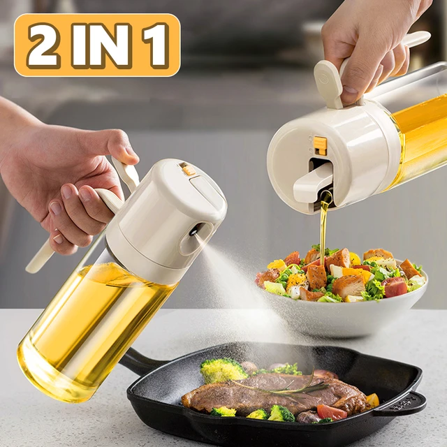 550ML Oil Sprayer Bottle BBQ Cooking 2 in 1 Oil Dispenser Olive