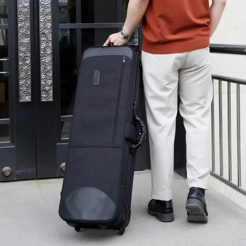 

Tenor Trombone Case Bag Double Shoulder Portable Trombone Bag One Shoulder Bag Pulley Box Wheels Bag Waterproof Trombone Box Bag