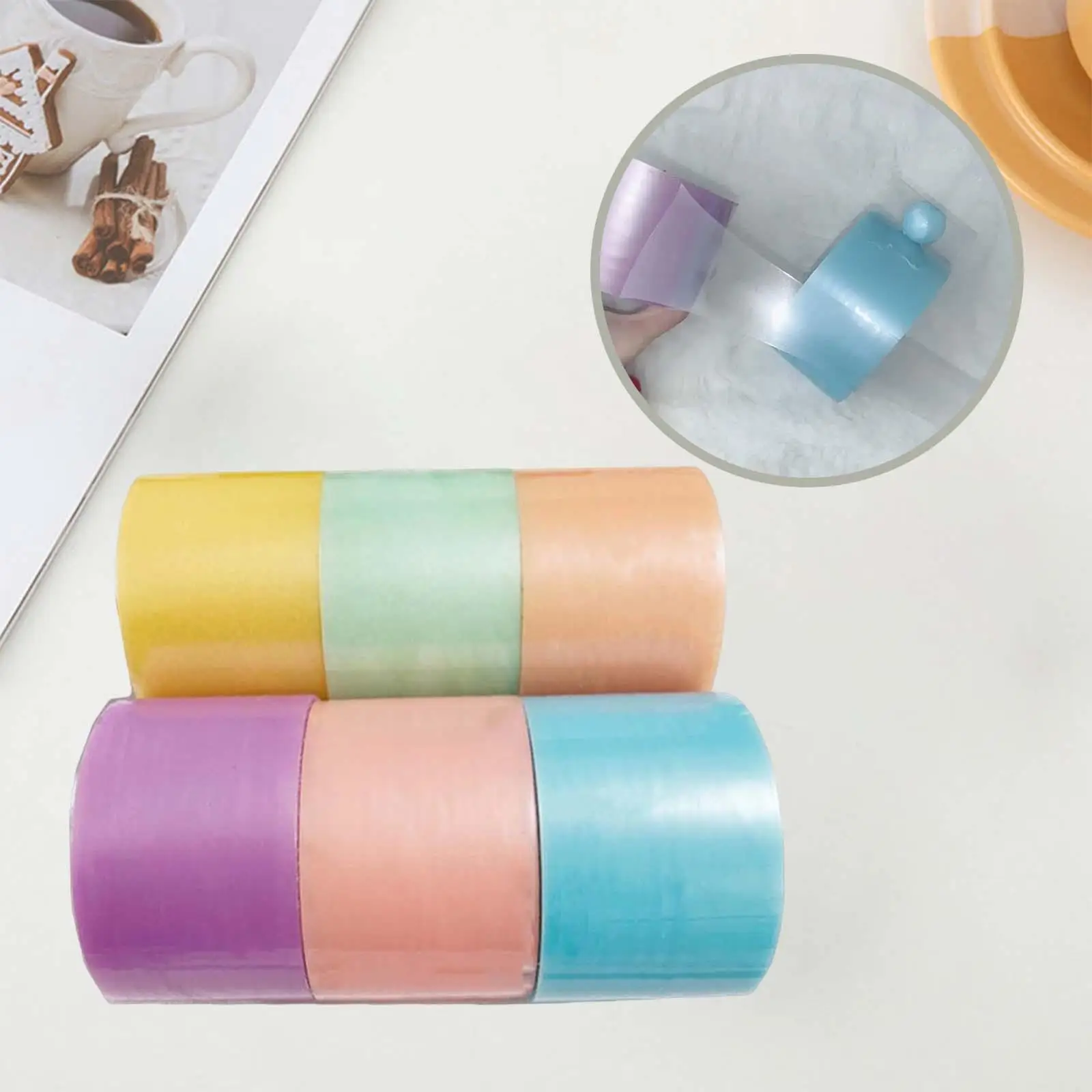 6Pcs 흥미로운 끈끈한 볼 테이프, 감각 장난감 문구 테이프 DIY 테이프 게임 재미 생일을위한 끈끈한 볼 테이프