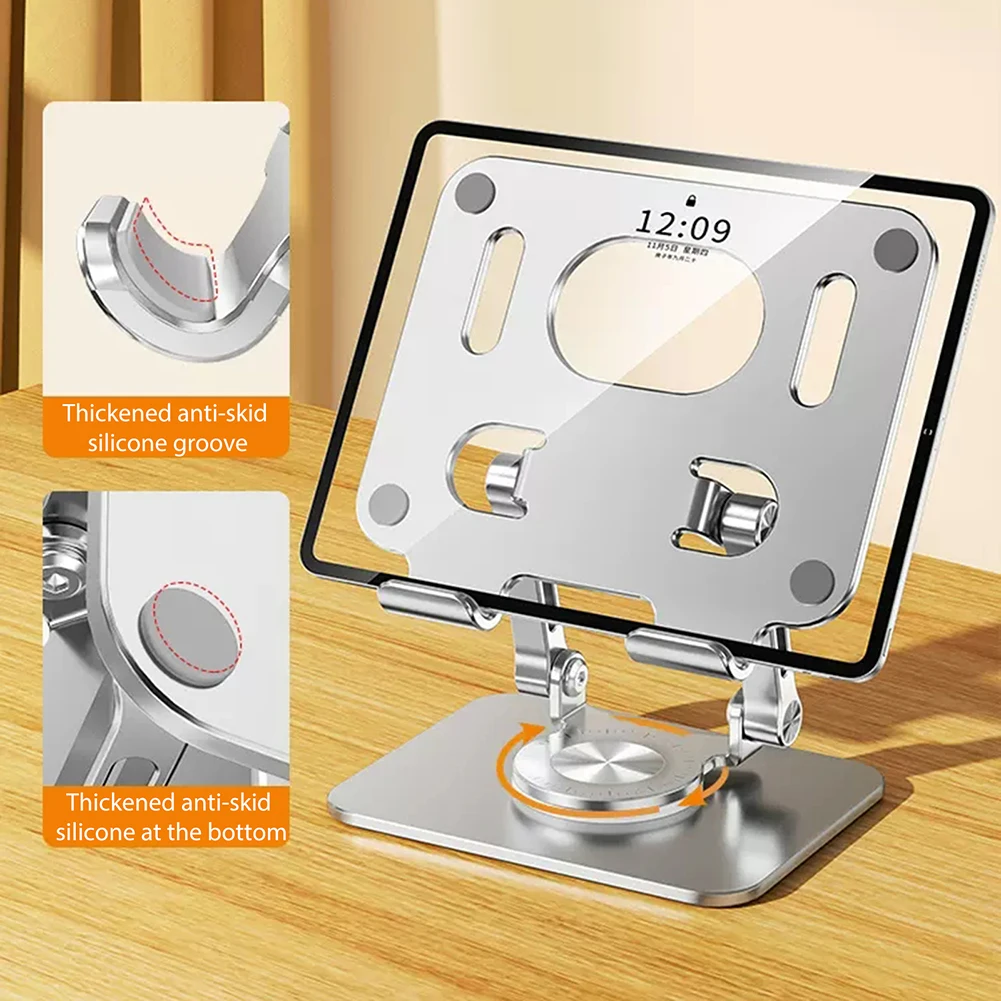 Foldable 360° Rotating Anti-Slip Tablet and Phone Holder - Height Adjustable