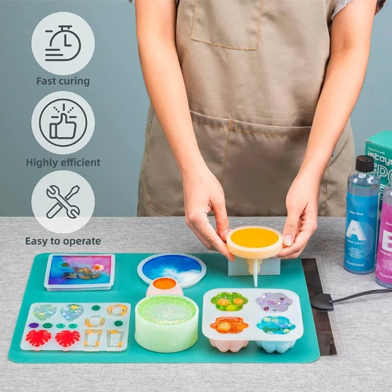 E0BF Lightweight Resin Dryer Mat Quick and Easy Resin Curing Tool Resin Heating Mat Quick Resin Dryer Mat Silicone Material