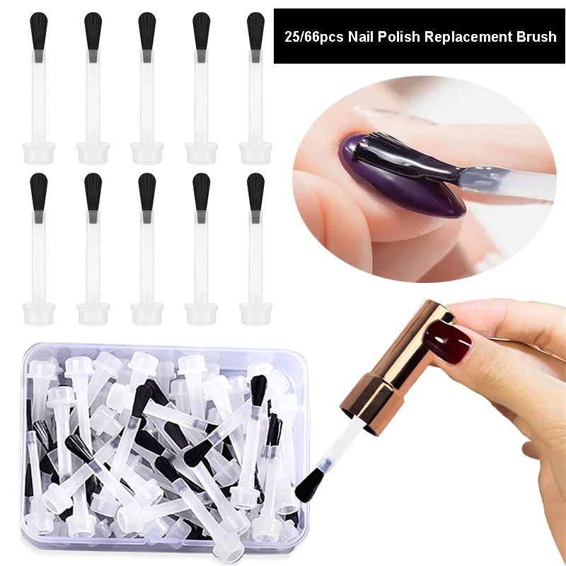 66/25pcs Disposable Nail Polish Brush With Handle Nail Polish Bottle Replacement Brush Nail Art Brush Liquid Applicators Brushes 2