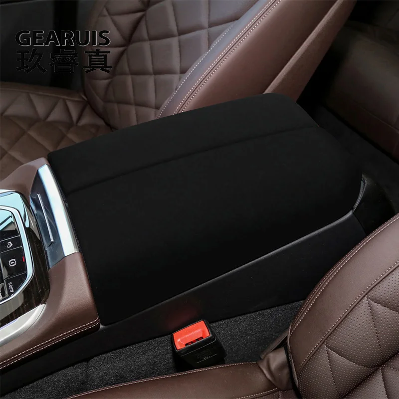 

Suede leather Car Wrapping ABS Car Styling Stowing Tidying Armrest box Cover Sticker Trim For BMW X5 G05 X6 G06 X7 G07 2019-2023