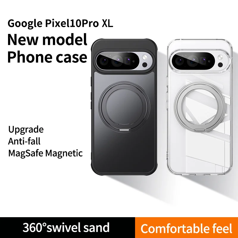 Transparent Shockproof Phone Case with Magnetic Rotate Bracket and MagSafe Compatibility