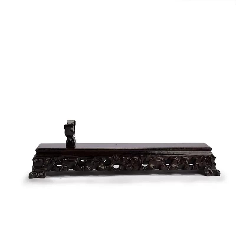 Jade Ruyi Base, Dark Rectangular Black, Catalpa Wood Bottom Seat, Special Bracket, Large