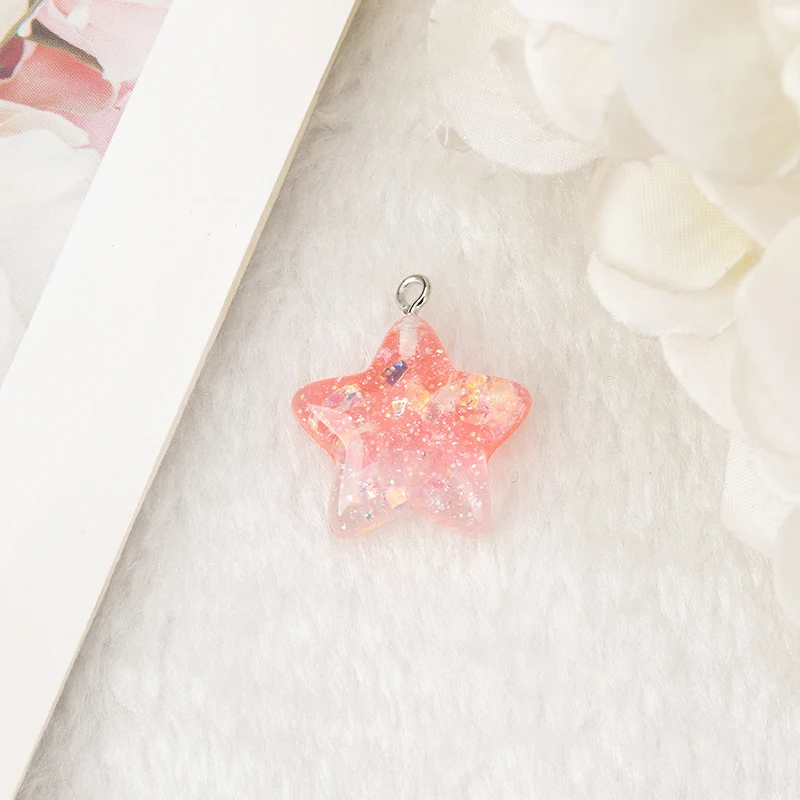 18Pcs 23*23mm Star Charms Resin Cabochons Flatback Colorful Candy For DIY Jewelry Making Hair Accessories