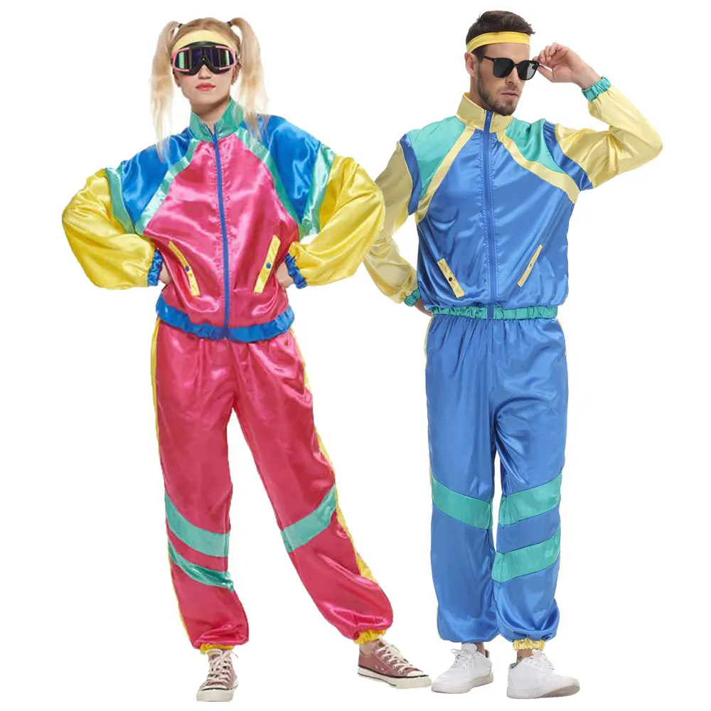 

Couples Retro Hippie Costumes Male Women Carnival Halloween Party 70s 80s Rock Hip-Hop Disco Clothing Cosplay Outfits
