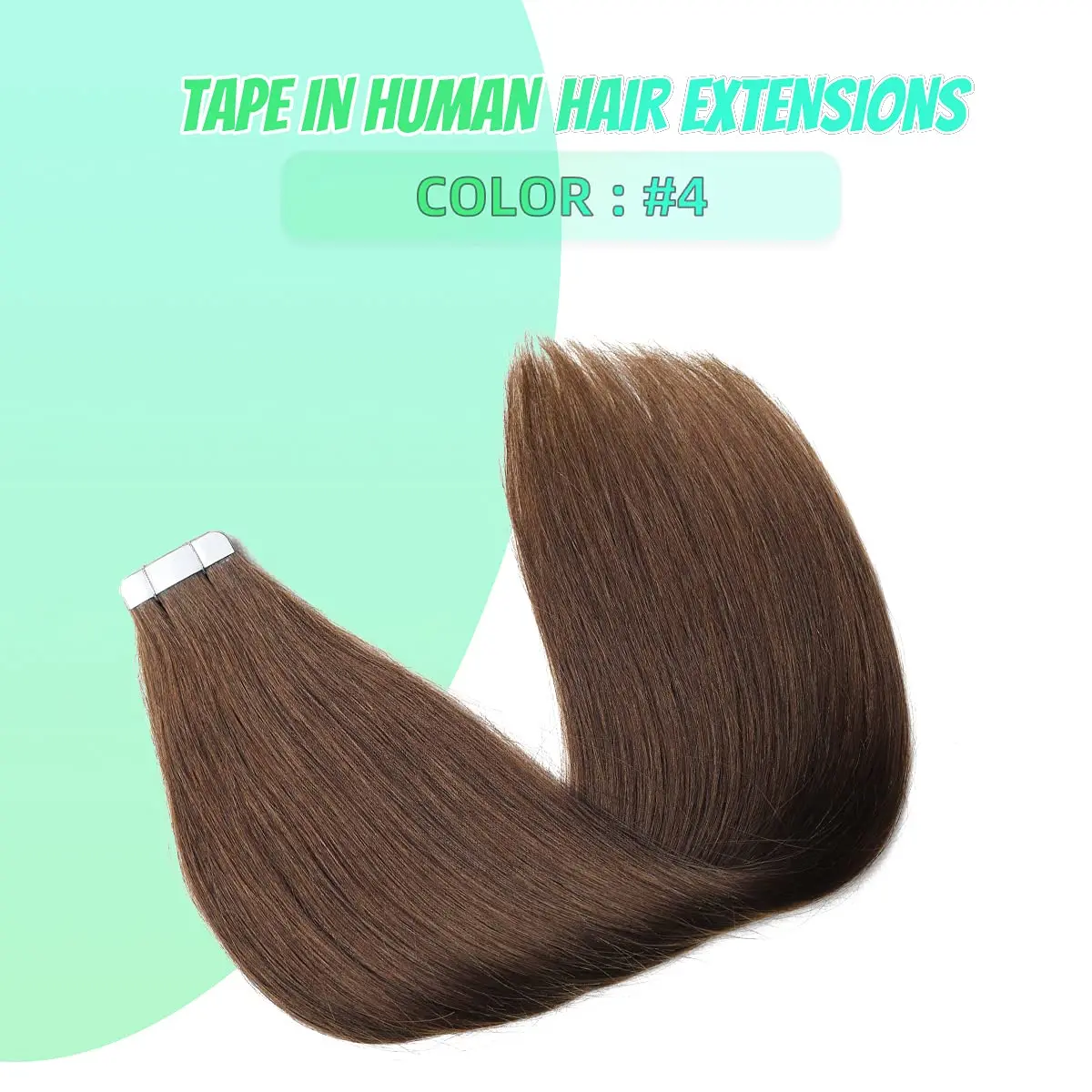 Tape in Hair Extensions 100% Human Hair Color #4 Remy Natural Soft Skin Weft Straight Seamless Tape in For Salon