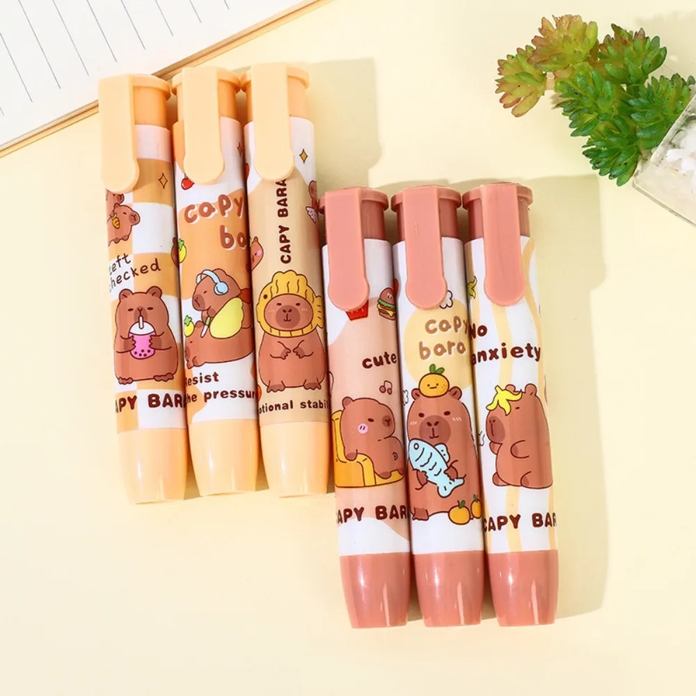 1PC Cartoon Retractable Capybara Eraser Clean Stationery Pressing Pencil Eraser Soft Mechanical School Supplies