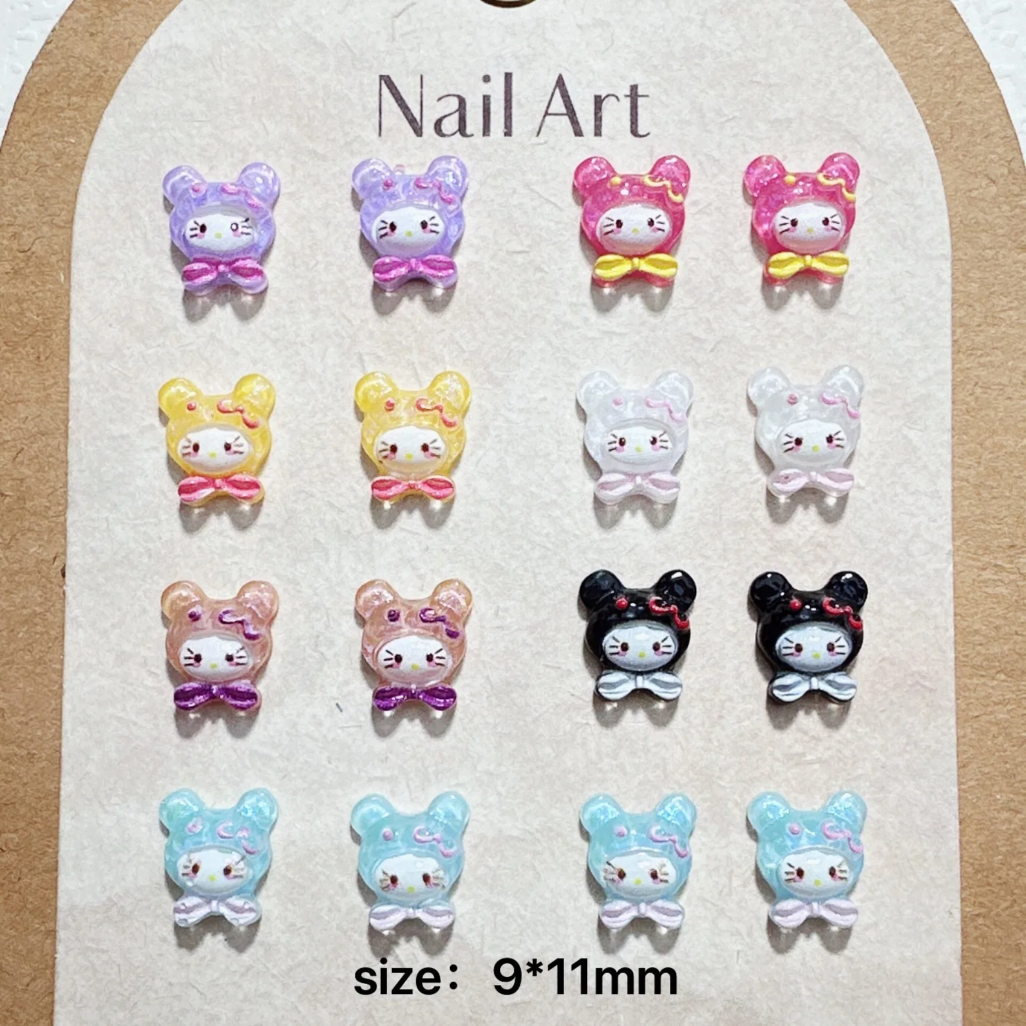 100Pcs/Pack Cat Girl Nail Charms - Colorful Kitty Cartoon Resin Nail Art, Cute Press-On Nail Decor for DIY Kawaii Manicures