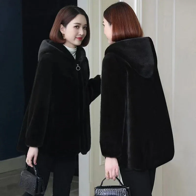 

Пальто женское из искусственного меха норки, на осень/зиму, 5xl/6xl