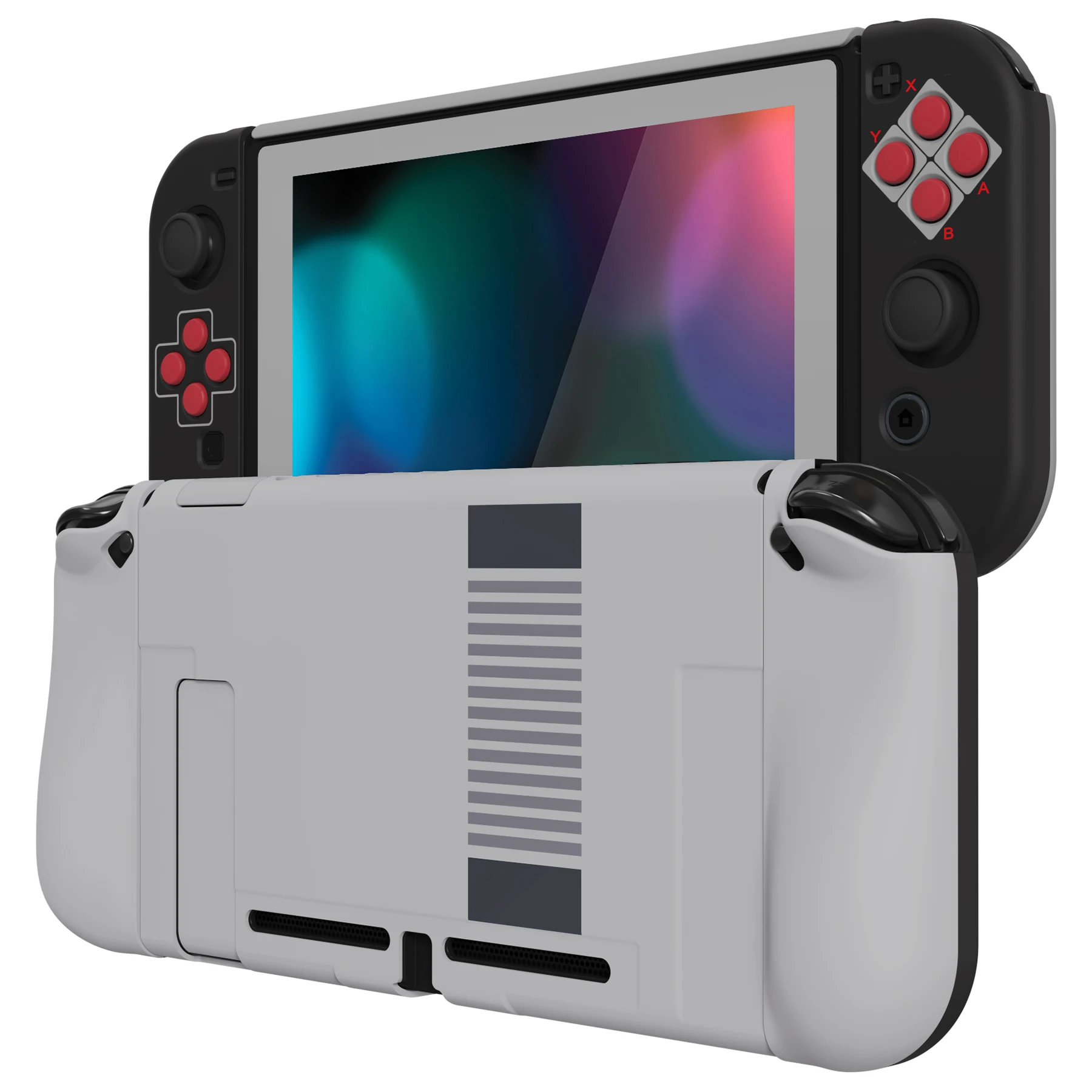 PlayVital AlterGrips 도킹 가능한 보호 케이스 NS 스위치용 인체공학적 커버(화면 보호기 및 엄지 그립 포함) - 클래식 스타일