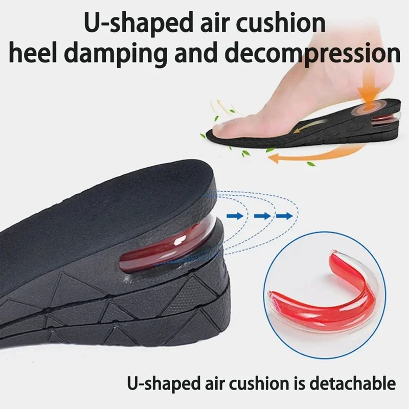Height Increase Shoe Insoles Air Cushion Elevator Lifts Kits Inserts 3-9cm