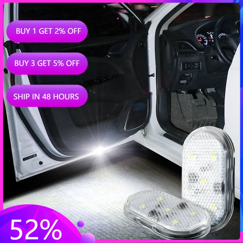 2pces Led Car Interior Courtesy Usb Port Light Wireless Charging