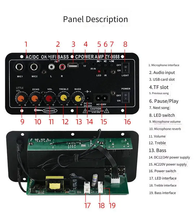 Audio Amplifier Board Outdoor Car DIY Audio Karaoke Bluetooth Amplificatore Subwoof Speaker Vehicle Amplifier - 4