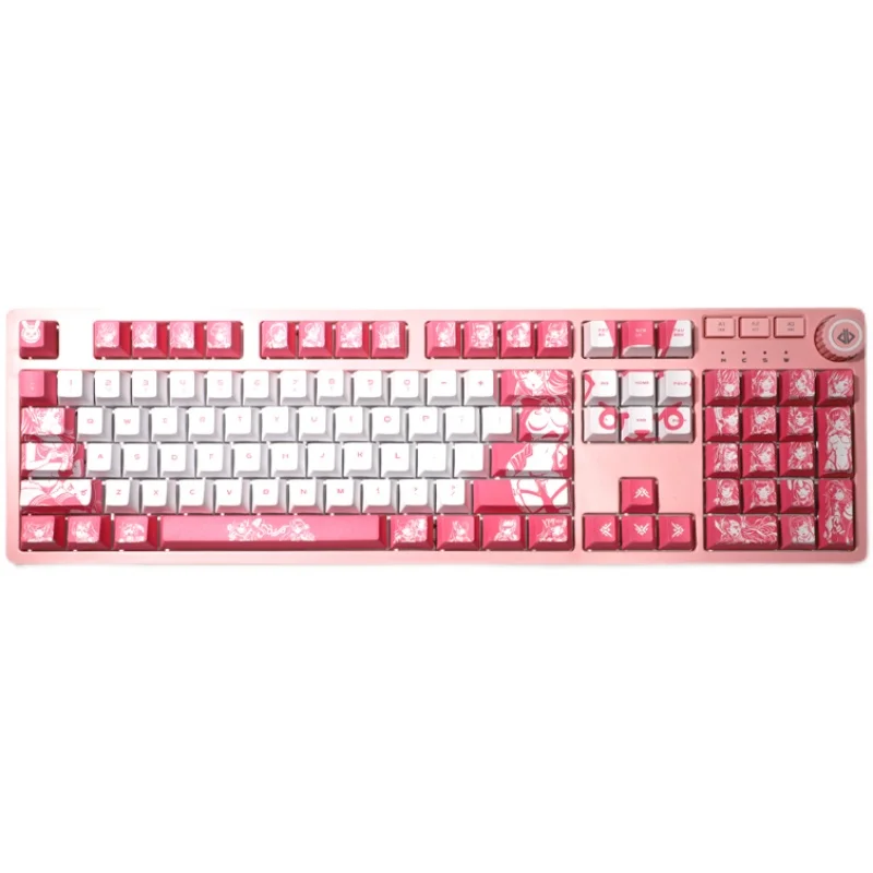 Desenhos Animados Anime Gaming Key Caps Pbt Dye Subbed Keycaps Pink Cherry Profile ow D.va Dva Keycap para Layout Ansi 108 Chaves - Imagem 5