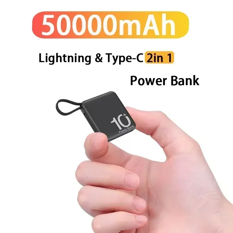 미니 보조배터리 내장 코드 휴대용 마이크로 컴팩트 보조배터리, 10000mAh 고..