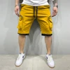 Mens Summer Cargo Shorts Heavy Cotton Workout Fitness Shorts Breathable Jogger Training Gym Bodybuilding Multi Zipper Pockets