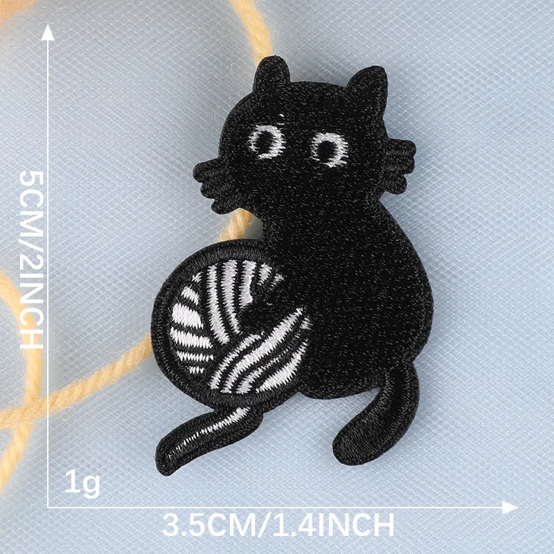 Cartoon Black Cat Badge Patches for Clothing Accessories Decorative Patch Stickers DIY Embroidered Applications for Sewing animal patches