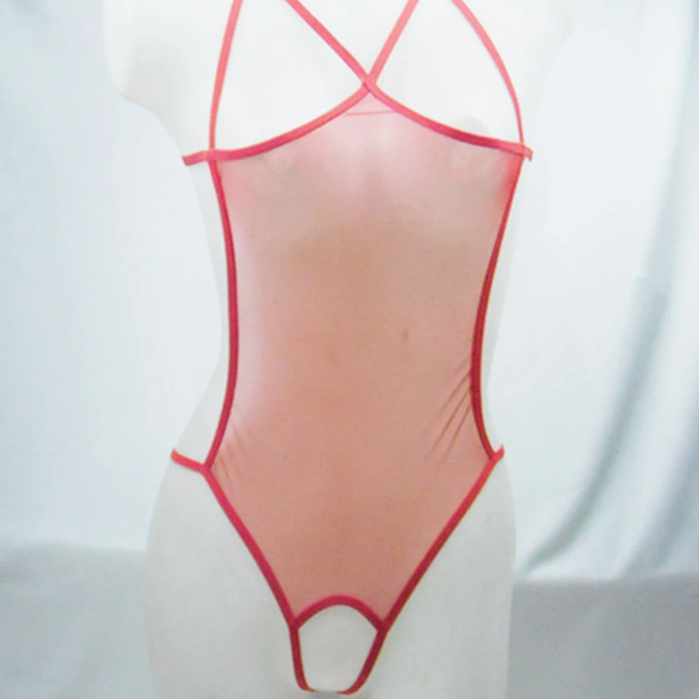

Women Sexy Open Crotch Sheer Mesh Lingerie Bodysuit See Through Ultra-thin Strappy Backless High-cut Leotard Nightwear Clubwear