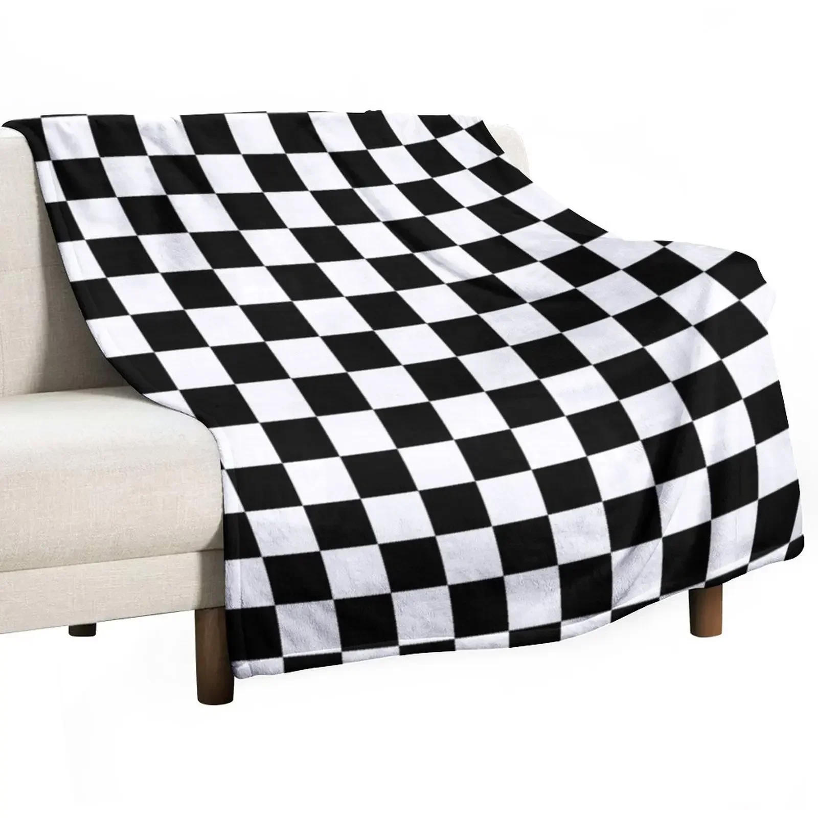 

Black and White Checkerboard Throw Blanket For Decorative Sofa warm winter Blankets For Bed Camping Blankets
