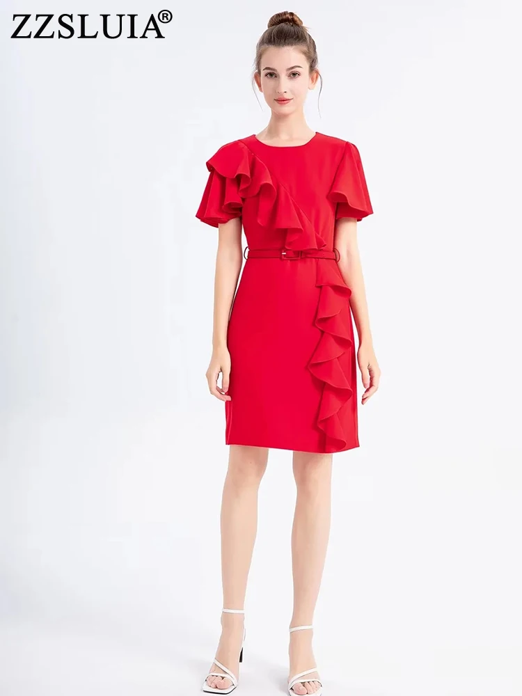 zzsluia-robe-Elegante-a-manches-courtes-pour-femme-vetement-a-volants-de-couleur-unie-de-styliste-formelle-a-la-mode-rouge-d'Ete