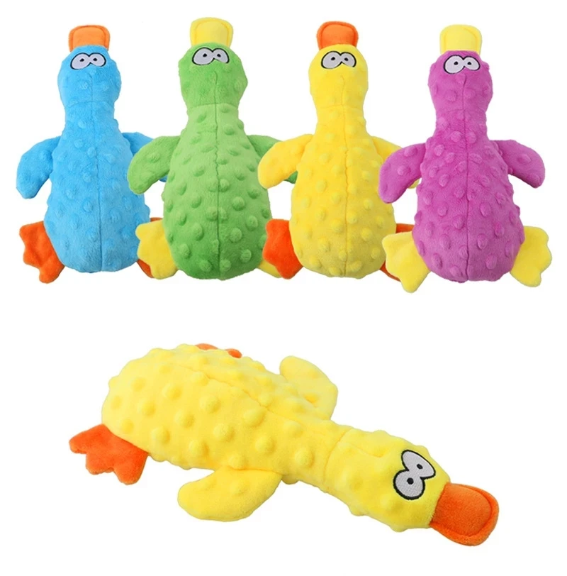New Plush Squeaky Dog Toys Funny Duck Shaped Pets Chew Cleaning Teeth