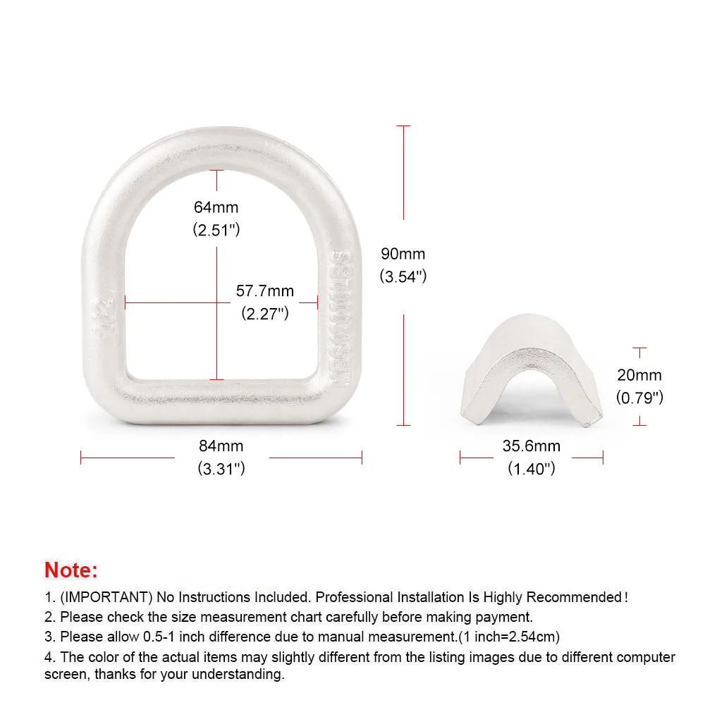 1/2" Heavy Duty Weld-On Forged Iron D Ring 12000 Lbs Forged Mounting Ring 1PCS For Flatbed Truck,Trailer,Dock,Warehouse,Pickup