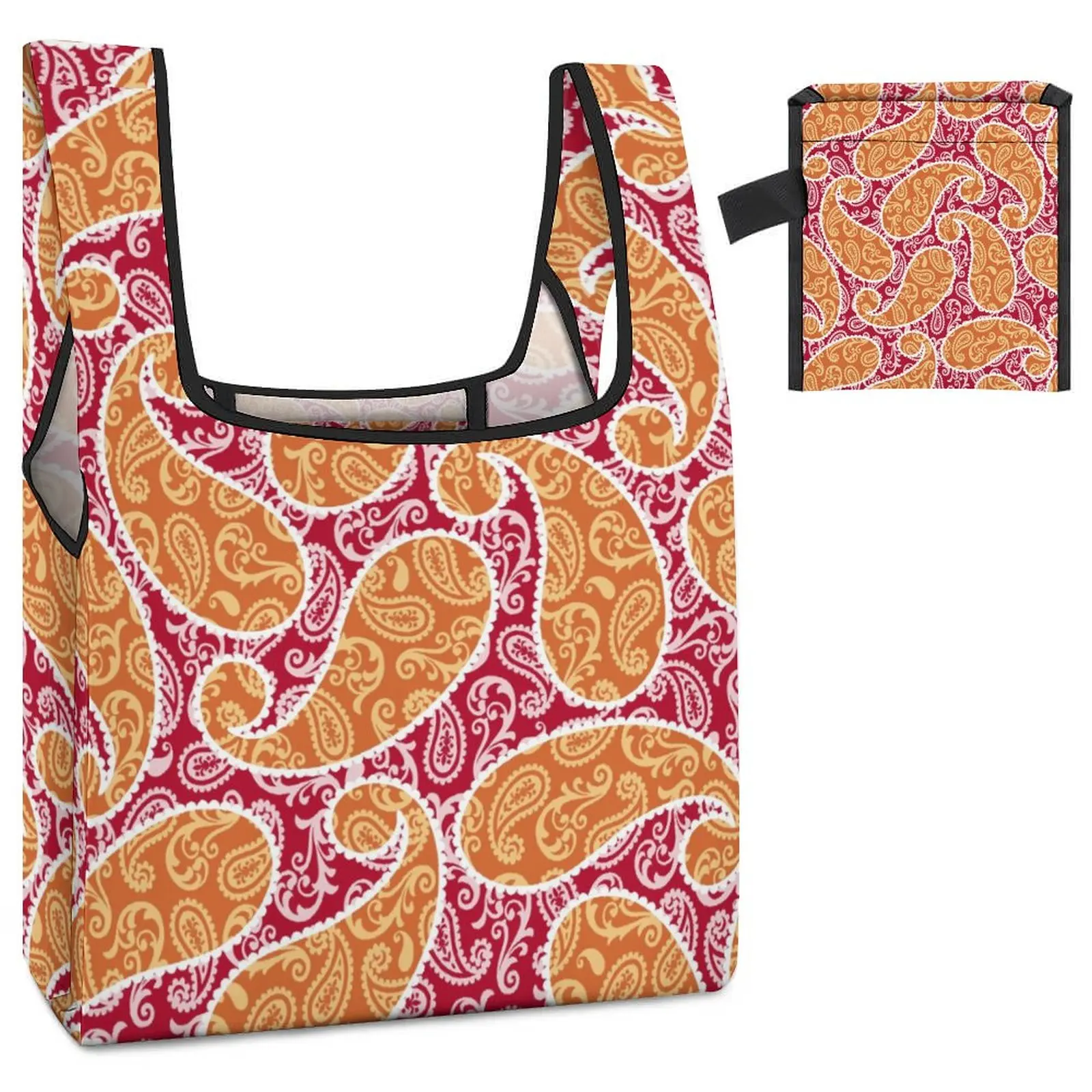 Red Unique Decor Shopping Bag Double Strap Handbag Casual Woman Grocery Bag Tote Bag Asthetic Customized Printed
