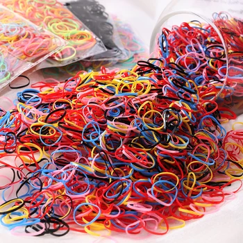 500pcs Girls Colourful Disposable Rubber Band Hair Ties Headband Children Ponytail Holder Bands Kids Hair Accessories Scrunchie 1