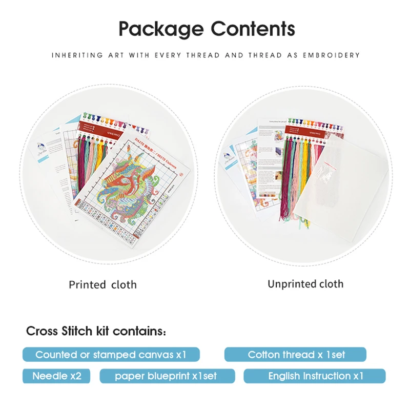 Cross Stitch Kit Daisies and Poppies DIY Floral Pattern Cross Stitch Kit 11CT 14CT 16CT Count Printed Canvas Fabric Needle Thread Embroidery Set