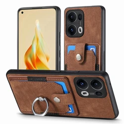 Luxury Leather Magnetic Wallet Case with Ring Stand and Card Slot - Shockproof - Reno 13 Pro 5G (D2 - Brown)