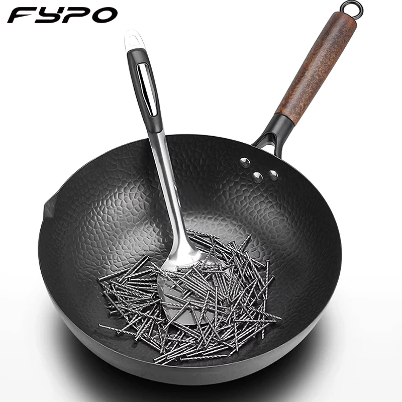 Hand Hammered Iron Wok 1
