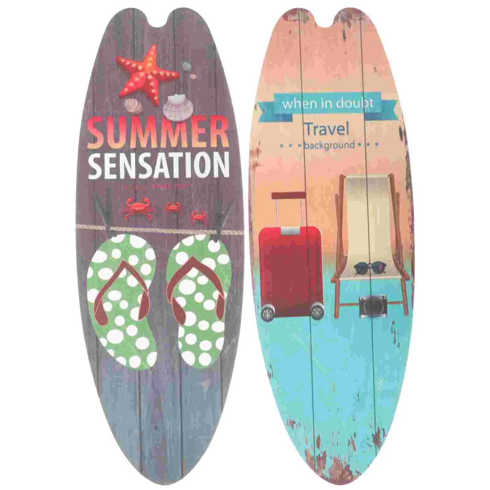 

2pcs Surfboard Wood Sign Bar Decoration Beach Themed Decor Decorative Wall Sign