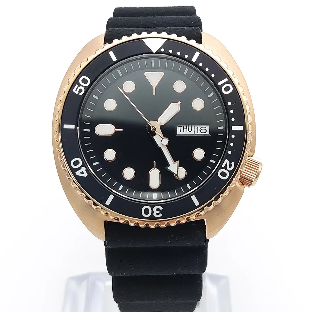 

Роскошные мужские механические водонепроницаемые светящиеся часы с автоматическим механизмом NH36, цвет розовое золото, драпировка сапфиром, 45 мм