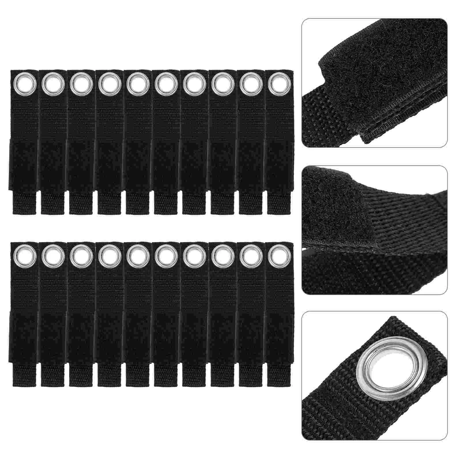 

20 Pcs Storage Strap Extension Cord Tool Tools Tape Hook Loop Polyester Blend Straps