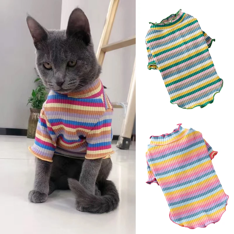 Sphynx Cat Vest Tee — Breton Stripe Cotton