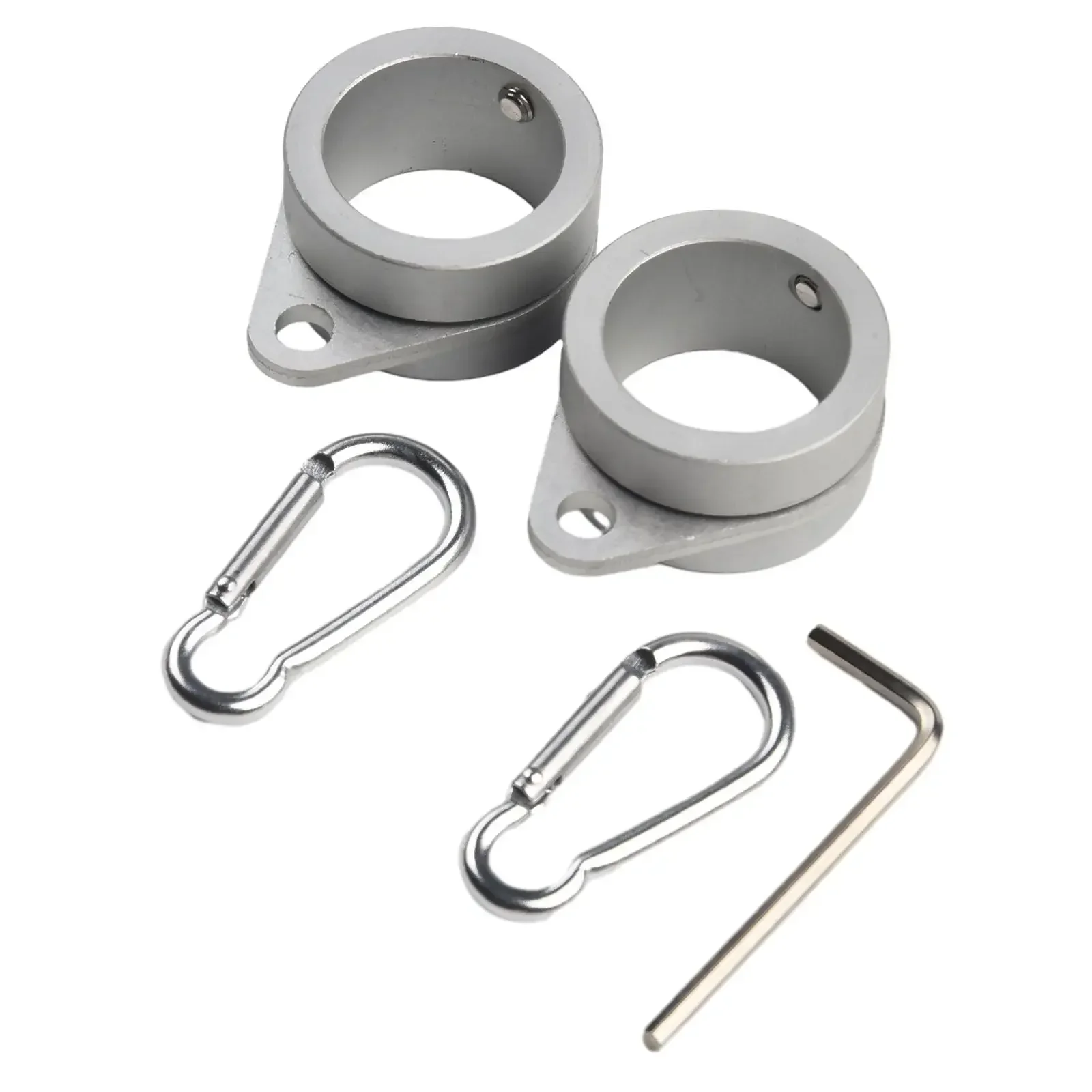 2pcs Aluminum Flag Pole Rings 360 Degree Rotating Flagpole Flag Mounting Rings With Carabiners AntiWrap For 0.75-1.02 Inches