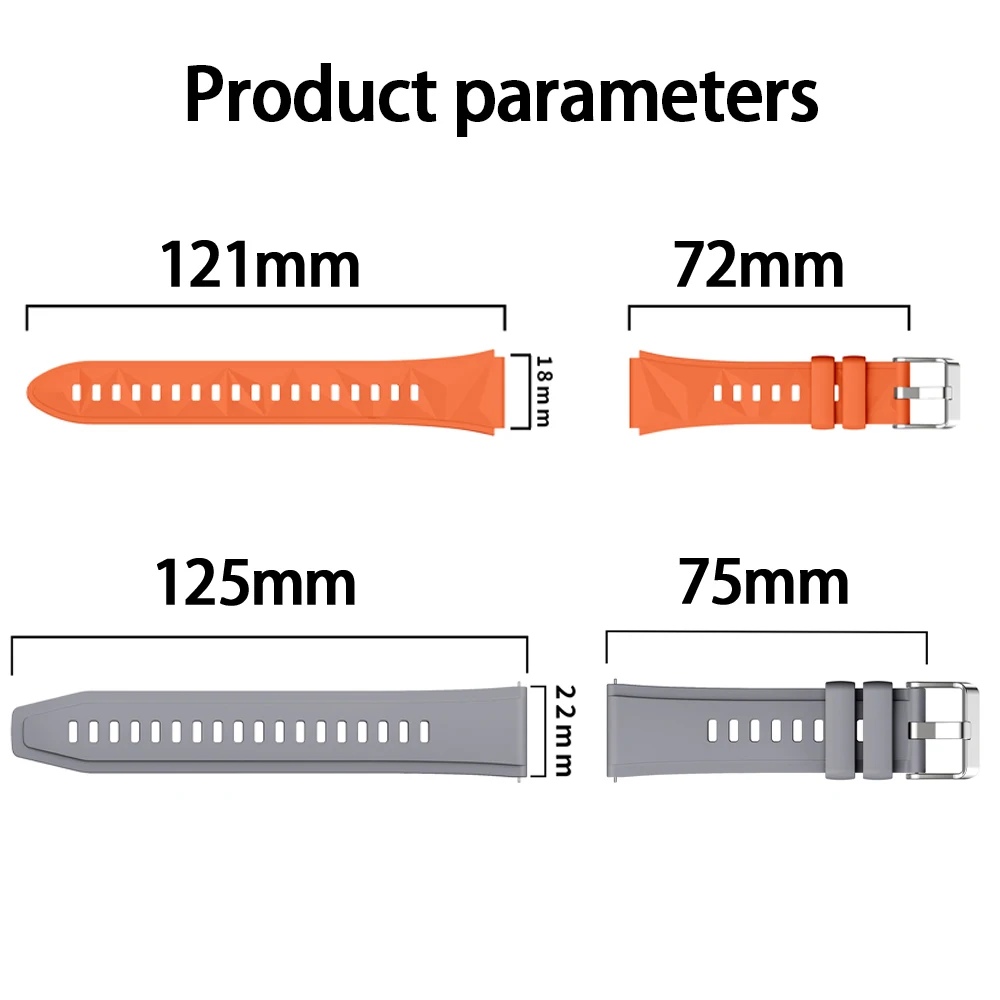Official Silicone Sport Strap Band for Smartwatch - 18mm/22mm Bracelet Wristbands