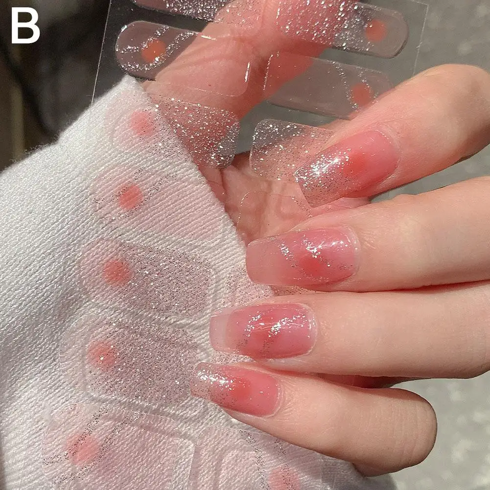8Colors Semi-cured Gel Nail Stickers Solid Color Nail Semi-baked Paste Decals UV Lamp Need Tips Full for Women G2Z3 nail stickers nail art decoration nail decals