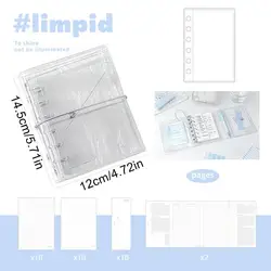 Portable Clear Tri - Fold Refillable Notebook - Aesthetic PVC Thin Accordion Pocket Journal Planner (Transparent)