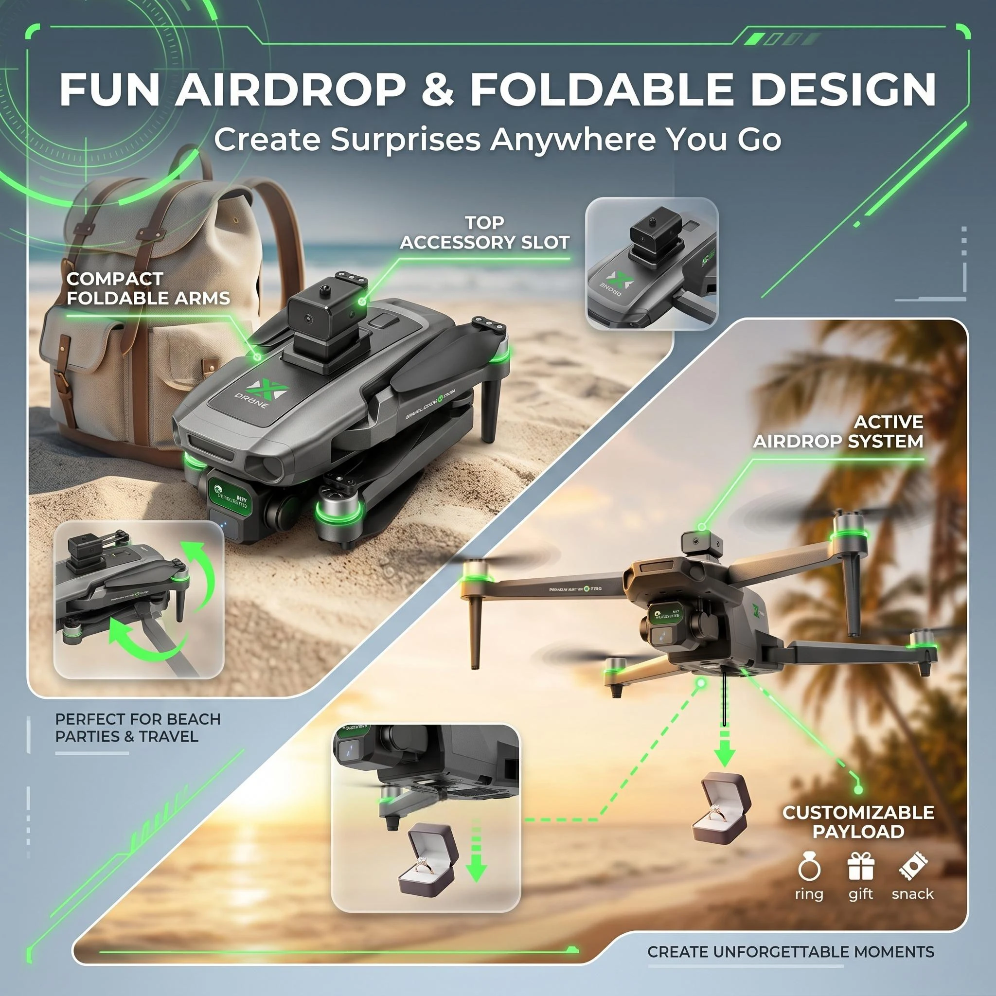 Nuovo Drone ZH8 2026 con Fotocamera 4K e Schermo, Motore Brushless, 20 Minuti di Volo, Funzione Airdrop, Quadricottero Pieghevole per Fotografia Aerea - Image 5