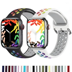 Silicone strap For Apple watch 9 8 7 6 5 4 3 SE 45mm 41mm 44mm 42mm 40mm Breathable fashion replacement wristband For Ultra 49mm