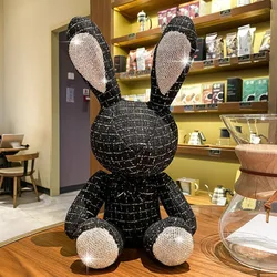 New Cute Diamond Inlaid Rabbit Plush Toys 38cm Bunny DIY Doll Ornament Creative Gifts Accompany Xmas Birthday Toys For Children